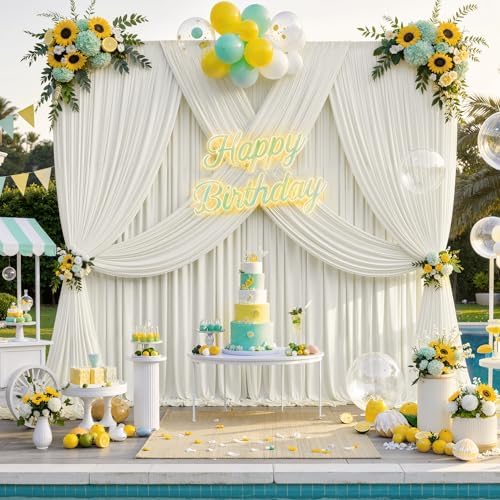 10 ft x 10 ft Wrinkle Free Ivory Backdrop Curtain for Wedding Parties, Polyester Ivory Photo Backdrop Drapes 2, alternate
