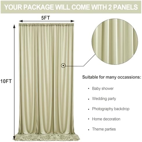 10 ft x 10 ft Wrinkle Free Light Green Backdrop Curtain for Parties, Thick Green Polyester Photo Backdrop Drapes, alternate