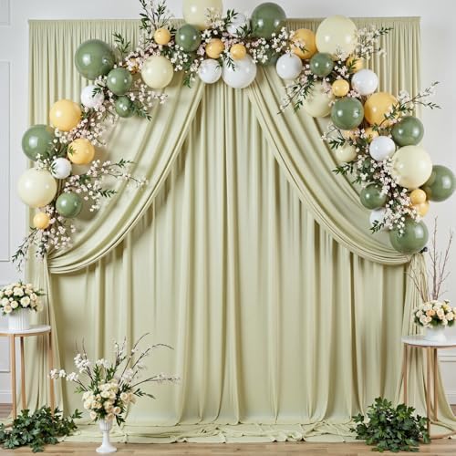 10 ft x 10 ft Wrinkle Free Light Green Backdrop Curtain for Parties, Thick Green Polyester Photo Backdrop Drapes, alternate
