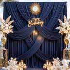 10 ft x 10 ft Wrinkle Free Navy Blue Backdrop Curtains Panels, 2 Panels 5ft x 10ft Sikly Polyester Photo, alternate view 2
