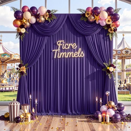 10 ft x 10 ft Wrinkle Free Purple Backdrop Curtain for Parties, Polyester Purple Photo Backdrop Drapes for, alternate view 6