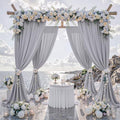 10 ft x 10 ft Wrinkle Free Silver Backdrop Curtain for Parties, Polyester Silver Grey Backdrop Drapes 2 Panels