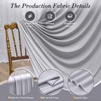 10 ft x 10 ft Wrinkle Free Silver Backdrop Curtain for Parties, Polyester Silver Grey Backdrop Drapes 2 Panels, alternate