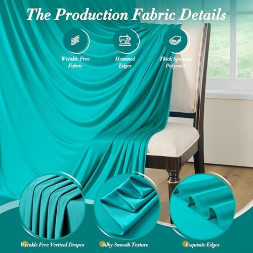 10 ft x 10 ft Wrinkle Free Turquoise Backdrop Curtain for Parties, Thick Polyester Teal Photo Backdrop Drapes,2, alternate