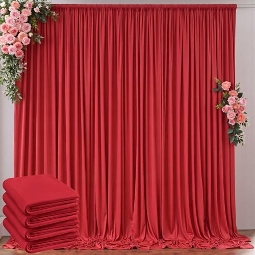 10 ft x 20 ft Wrinkle Free Red Backdrop Curtain for Parties, Polyester Photography Backdrop Drapes for Birthday