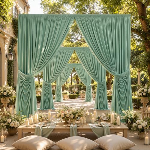 10 ft x 30 ft Sage Green Backdrop Curtains for Parties, Wrinkle Free Sage Green Photography Backdrop Drapes for