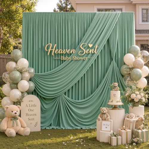 10 ft x 30 ft Sage Green Backdrop Curtains for Parties, Wrinkle Free Sage Green Photography Backdrop Drapes for, alternate