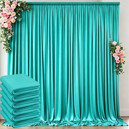 10 ft x 30 ft Wrinkle Free Turquoise Backdrop Curtain for Parties, Thick Polyester Teal Photo Backdrop Drapes,6