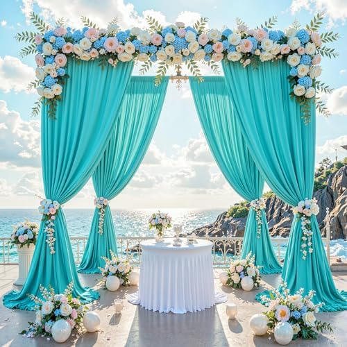 10 ft x 30 ft Wrinkle Free Turquoise Backdrop Curtain for Parties, Thick Polyester Teal Photo Backdrop Drapes,6, alternate
