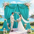 10 ft x 30 ft Wrinkle Free Turquoise Backdrop Curtain for Parties, Thick Polyester Teal Photo Backdrop Drapes,6, alternate