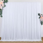 10 ft x 7 ft Wrinkle Free White Backdrop Curtain for Wedding Parties, Polyester Photography Backdrop Drapes for