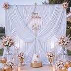 10 ft x 7 ft Wrinkle Free White Backdrop Curtain for Wedding Parties, Polyester Photography Backdrop Drapes for, alternate