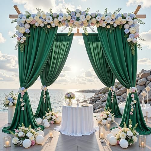 10 ft x 8 ft Wrinkle Free Hunter Green Backdrop Curtain for Parties, Fabric Dark Green Photo Backdrop Drapes 2, alternate