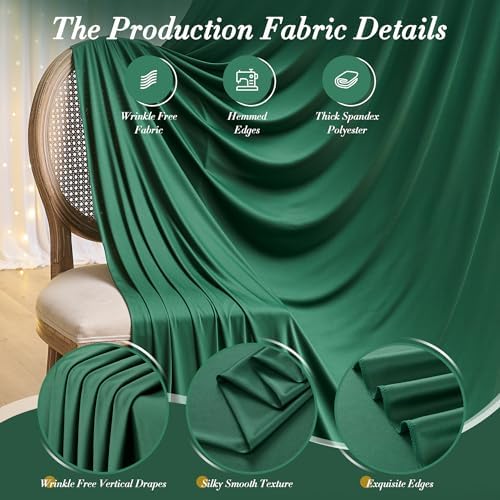 10 ft x 8 ft Wrinkle Free Hunter Green Backdrop Curtain for Parties, Fabric Dark Green Photo Backdrop Drapes 2, alternate