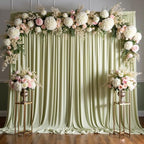 10 ft x 8 ft Wrinkle Free Light Green Backdrop Curtain for Parties, Light Green Polyester Photo Backdrop Drapes