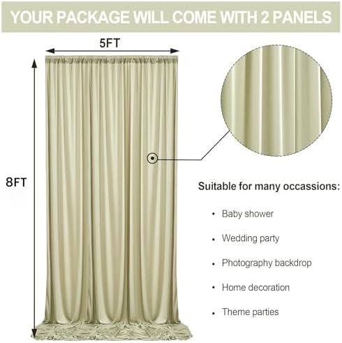 10 ft x 8 ft Wrinkle Free Light Green Backdrop Curtain for Parties, Light Green Polyester Photo Backdrop Drapes, alternate