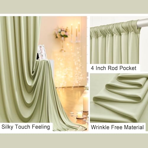 10 ft x 8 ft Wrinkle Free Light Green Backdrop Curtain for Parties, Light Green Polyester Photo Backdrop Drapes, alternate