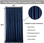 10 ft x 8 ft Wrinkle Free Navy Blue Backdrop Curtain for Parties, Polyester Photo Backdrop Drapes, Thick, alternate view 2