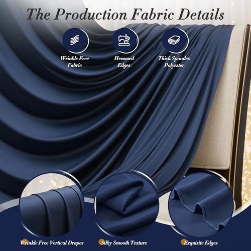10 ft x 8 ft Wrinkle Free Navy Blue Backdrop Curtain for Parties, Polyester Photo Backdrop Drapes, Thick, alternate view 5