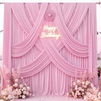 10 ft x 8 ft Wrinkle Free Pink Backdrop Curtain Panels for Parties, Polyester Thick Photography Backdrop Drapes, alternate