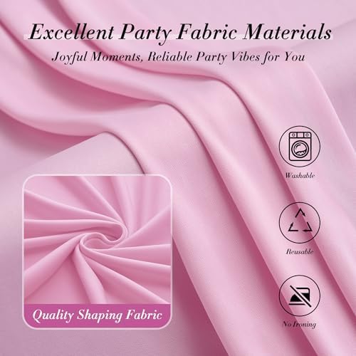 10 ft x 8 ft Wrinkle Free Pink Backdrop Curtain Panels for Parties, Polyester Thick Photography Backdrop Drapes, alternate