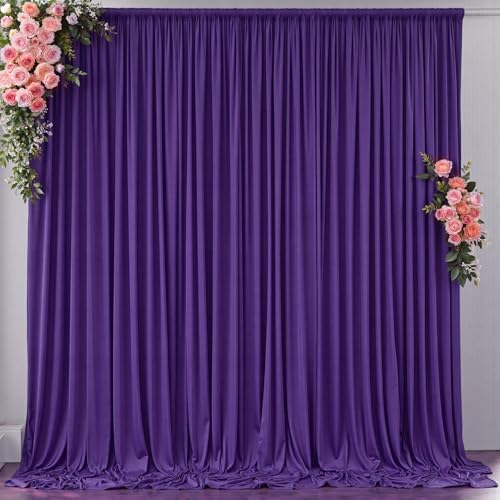 10 ft x 8 ft Wrinkle Free Purple Backdrop Curtain for Parties, Polyester Purple Photo Backdrop Drapes for