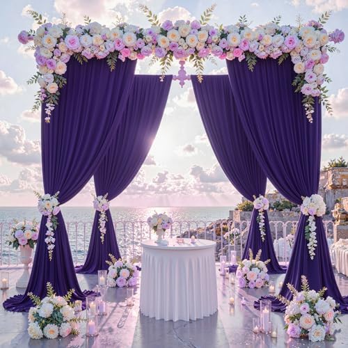 10 ft x 8 ft Wrinkle Free Purple Backdrop Curtain for Parties, Polyester Purple Photo Backdrop Drapes for, alternate view 3