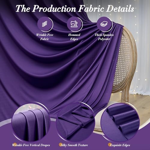 10 ft x 8 ft Wrinkle Free Purple Backdrop Curtain for Parties, Polyester Purple Photo Backdrop Drapes for, alternate view 5