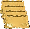 10 Gold Rectangle Trays for Dessert Display Table Parties 9" x 13" Disposable Paper Cardboard in Elegant Shape