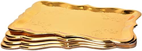 10 Gold Rectangle Trays for Dessert Display Table Parties 9" x 13" Disposable Paper Cardboard in Elegant Shape, alternate