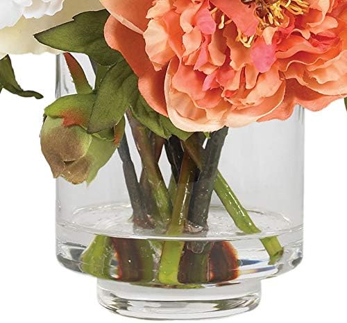 10 in Artificial Peony Arrangement in Glass Vase in Assorted, alternate view 6