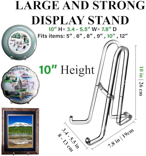 10 Inch 2 Pack Plate Stands for Display - Holder Stand + Acrylic Frame Holder Picture, Decorative Plate, Book, alternate view