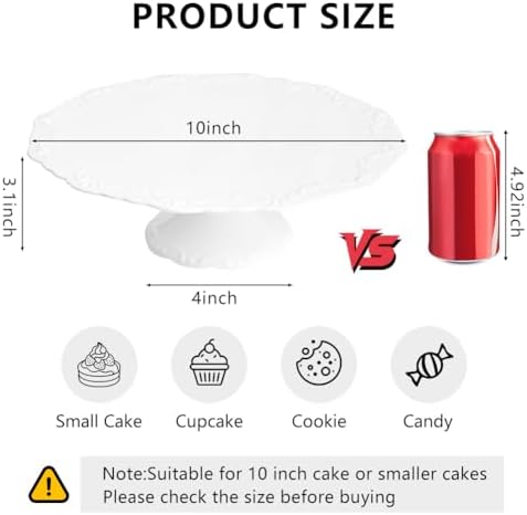 10 Inch Cake Stand for 8 Inch Cakes, Porcelain Wedding Cake Stand for Party, Round Dessert Cake Display Stand, alternate view
