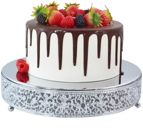 10 Inch Cake Stand, Metal Round Cupcake Dessert Stand Cake Display Holder Cookies Fruit Serving Tray Decor for