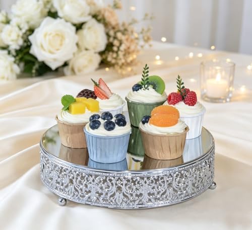 10 Inch Cake Stand, Metal Round Cupcake Dessert Stand Cake Display Holder Cookies Fruit Serving Tray Decor for, alternate