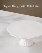 10 Inch Cake Stand, Relief Round Dessert Cake Stand for 8 Inch Cake in White, alternate view 4