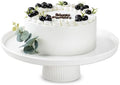 10 Inch Ceramic Cake Stand - Elegant White Pedestal Cake Plate with Non-Slip Base for Wedding, Birthday, Baby