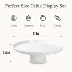 10 Inch Ceramic Cake Stand - Elegant White Pedestal Cake Plate with Non-Slip Base for Wedding, Birthday, Baby, alternate view