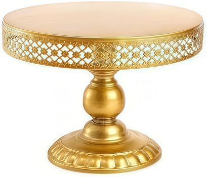 10 Inch Iron Round Cake Stand Dessert Holder for Wedding Birthday Baby Shower Anniversary (Gold) in Gold