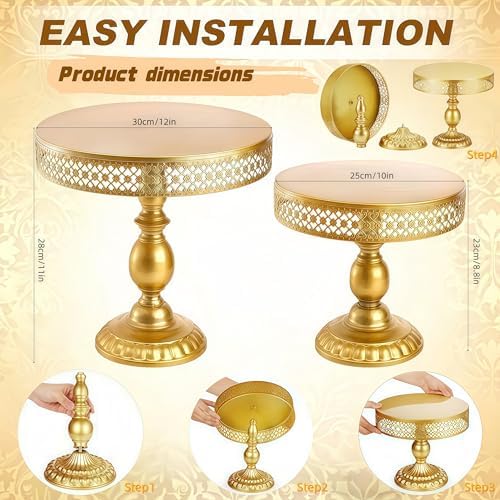 10 Inch Iron Round Cake Stand Dessert Holder for Wedding Birthday Baby Shower Anniversary (Gold) in Gold, alternate view 4