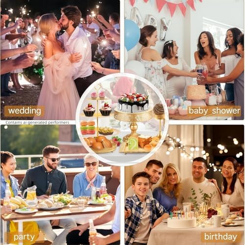 10 Inch Iron Round Cake Stand Dessert Holder for Wedding Birthday Baby Shower Anniversary (Gold) in Gold, alternate view 6