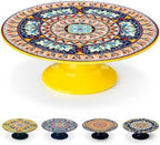 10 Inch Porcelain Cake Stand, Colorful Design, Celestial Harmony in Celestial Harmony