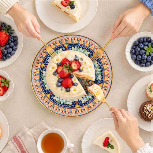 10 Inch Porcelain Cake Stand, Colorful Design, Celestial Harmony in Celestial Harmony, alternate view 2