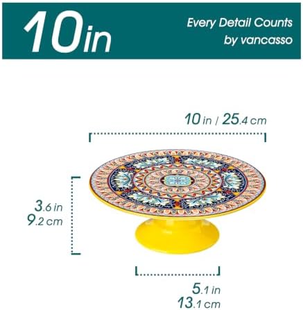 10 Inch Porcelain Cake Stand, Colorful Design, Celestial Harmony in Celestial Harmony, alternate view 3