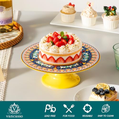10 Inch Porcelain Cake Stand, Colorful Design, Celestial Harmony in Celestial Harmony, alternate view 4