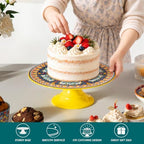 10 Inch Porcelain Cake Stand, Colorful Design, Celestial Harmony in Celestial Harmony, alternate view 5