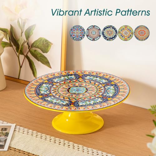 10 Inch Porcelain Cake Stand, Colorful Design, Celestial Harmony in Celestial Harmony, alternate view 6