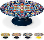 10 Inch Porcelain Cake Stand, Colorful Design, Twilight Bloom in Twilight Bloom