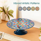 10 Inch Porcelain Cake Stand, Colorful Design, Twilight Bloom in Twilight Bloom, alternate view 6