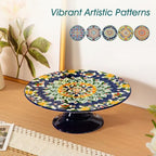 10 Inch Porcelain Cake Stand, Colorful Design, Verdant Jewel in Verdant Jewel, alternate view 6